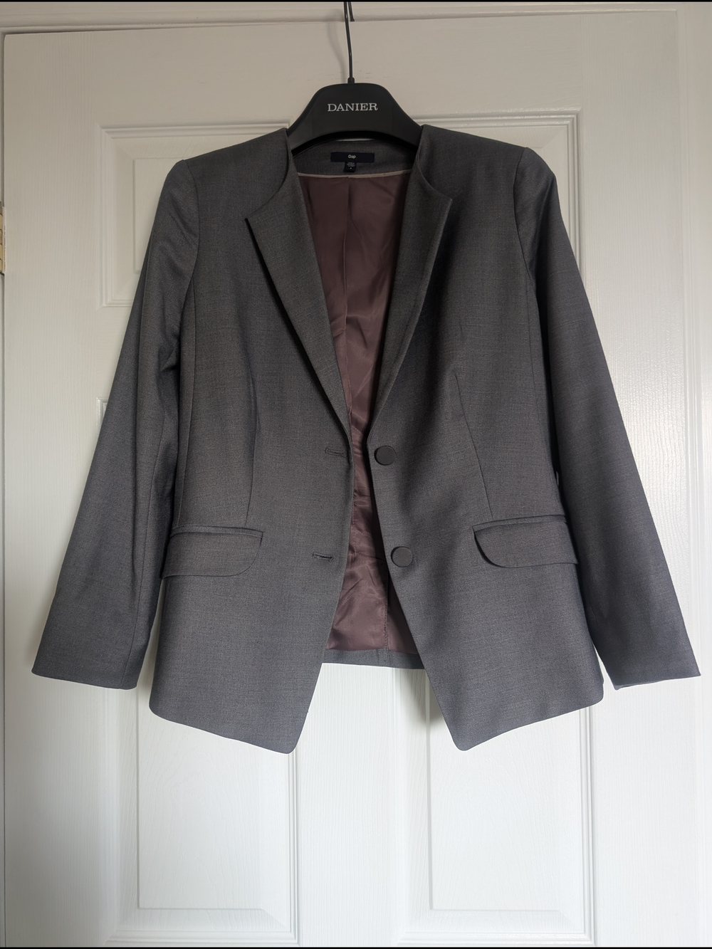 GAP Women's Gray Single-Breasted Two Button Blazer